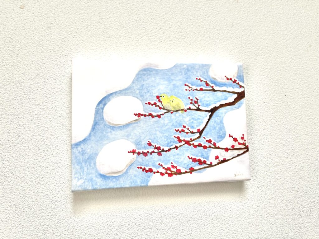 梅とメジロの絵